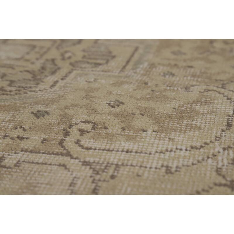 Tabriz Persian Vintage Area Rug Handmade Traditional Beige Wool Carpet - 9'6"x 12'10"