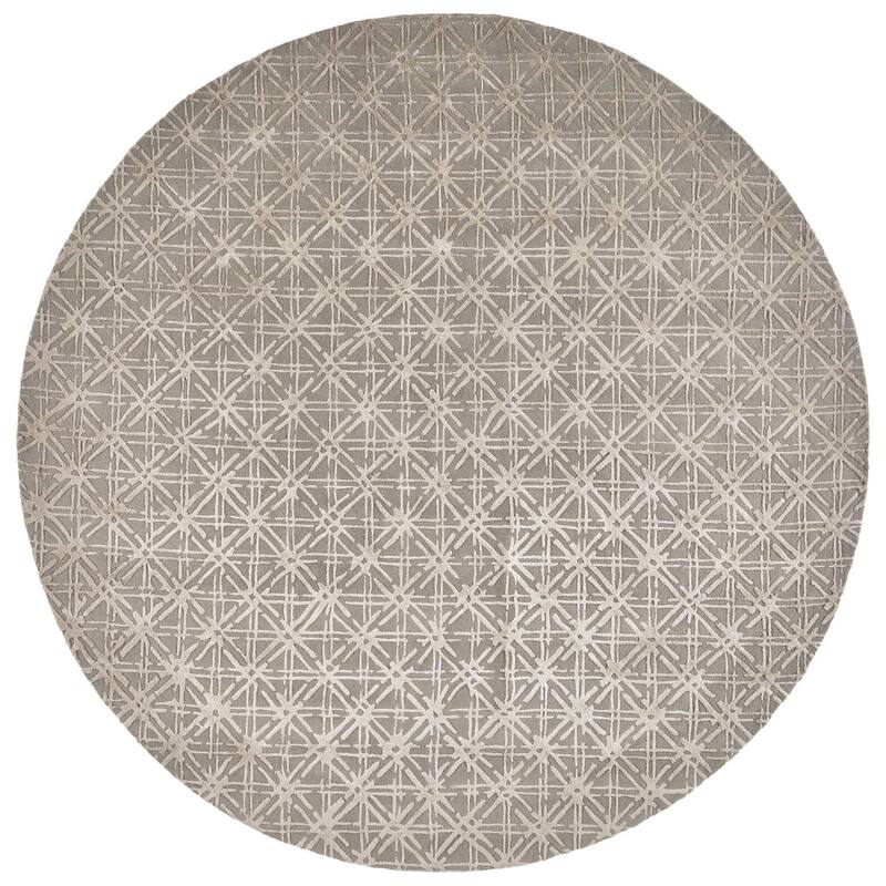 Hartford Tufted Lattice Wool Rug, Cloud Blue/Sky Gray, Area Rug