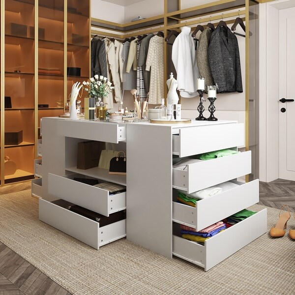 Sleek Closet Storage Island with Multiple Drawers for