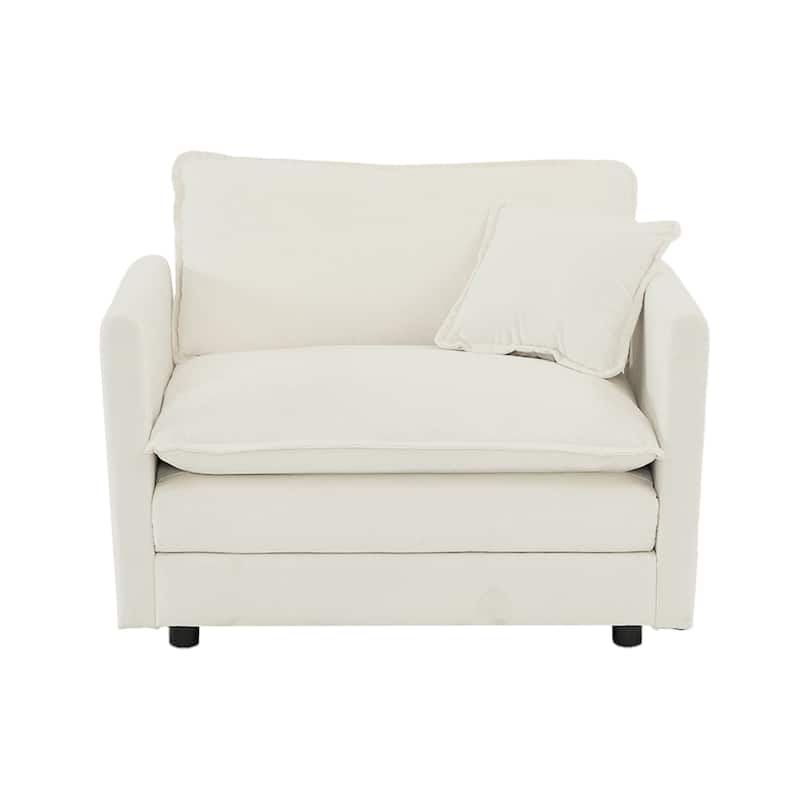 Accent Chair Set of 2, High-end Chenille Upholstered Armchairs - White