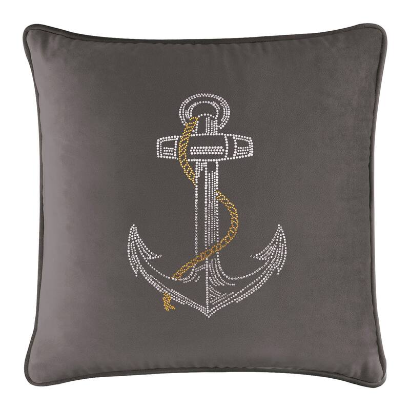 Sparkles Home Rhinestone Anchor Pillow - 20x20 - Charcoal
