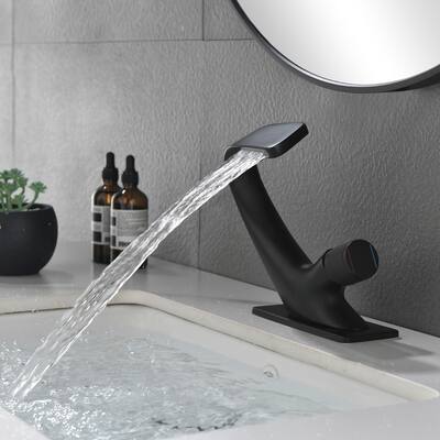 Single Handle Single Hole Waterfall Bathroom Faucet with Deckplate