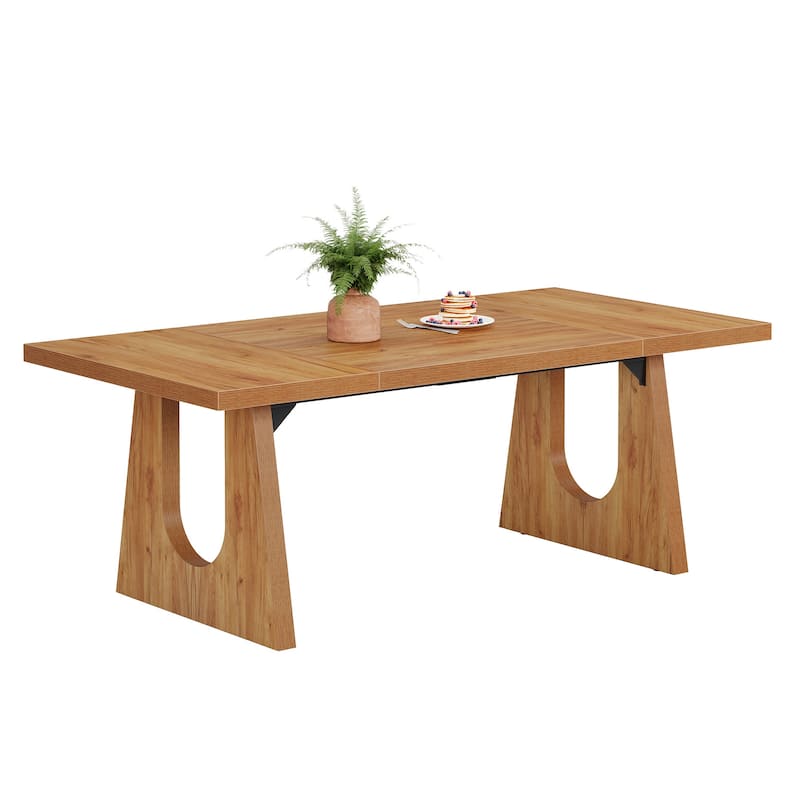 Oak Large Dining Table Wood Rectangular Kitchen Table for Dining Room