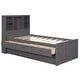 preview thumbnail 5 of 9, Twin Size Wood Platform Bed with Twin Size Trundle & Charging Station