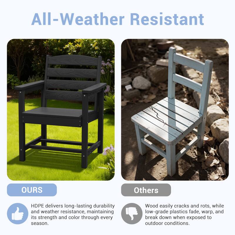 5-Piece HDPE Outdoor Dining Table Sets with Umbrella Hole - 1-Table 4-Chairs