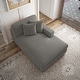 preview thumbnail 162 of 190, Modern Modular Sectional Sofa Corduroy Chaise Lounges Right Facing - Light Grey Chaise