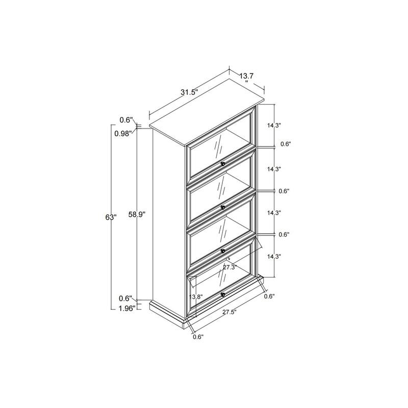 GDFStudio - Brookline Modern Storage Glass Display Cabinet with Flip-Up Glass Doors and 4-Tier Shelving