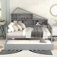 preview thumbnail 9 of 14, Full Size Platform Bed with Trundle and Shelves Grey