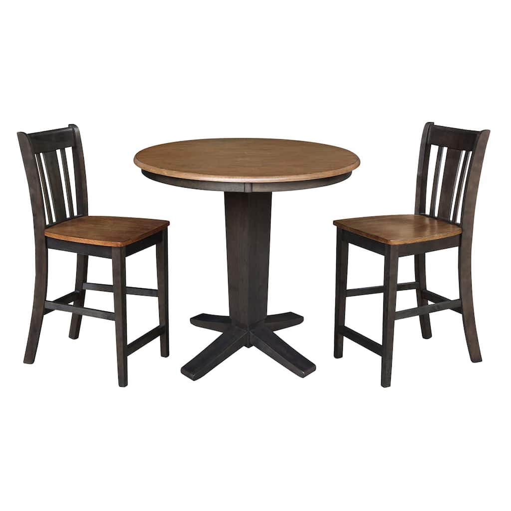 36 in Solid Wood Round Top Counter Height Dining Table with Stools