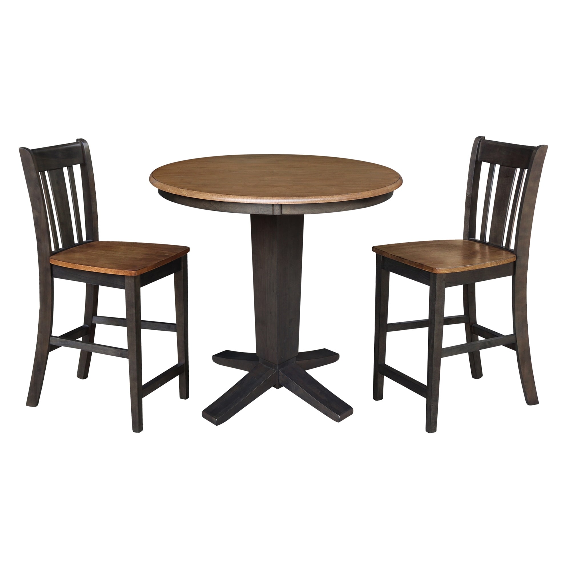 36 in Solid Wood Round Top Counter Height Dining Table with Stools