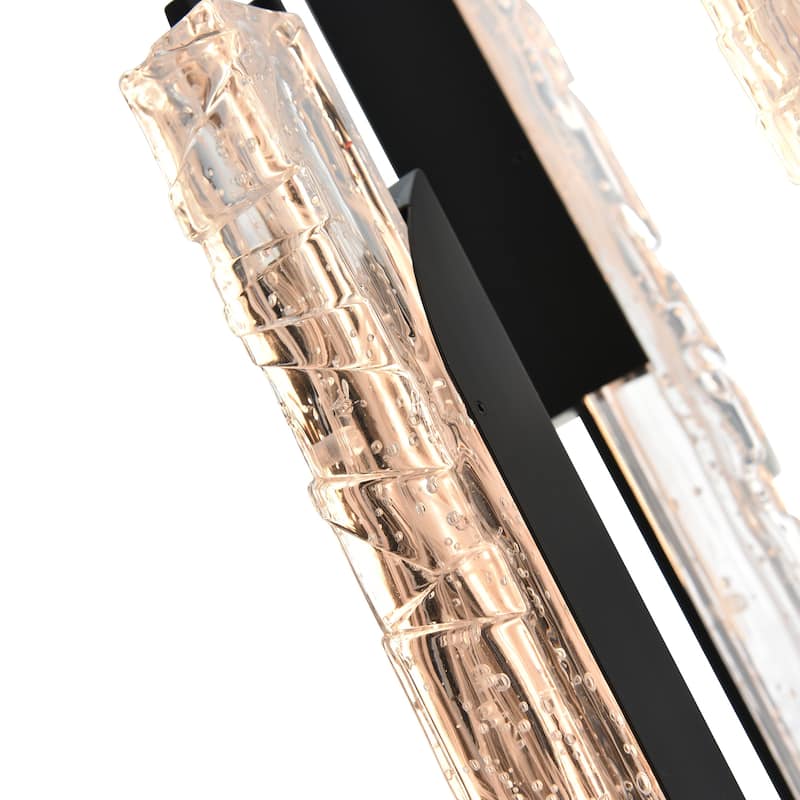 Valira Integrated LED 8in Black Mini Pendant with Handcrafted Glass