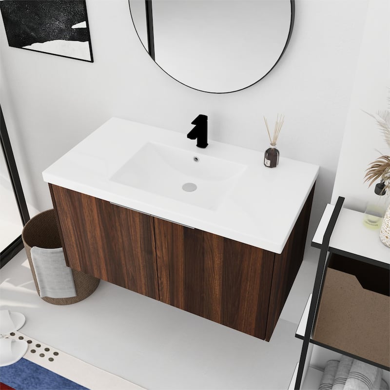 Bathroom Vanity With Sink In 24/30/36 Inch, Floating Bathroom Vanity With Soft Close Door