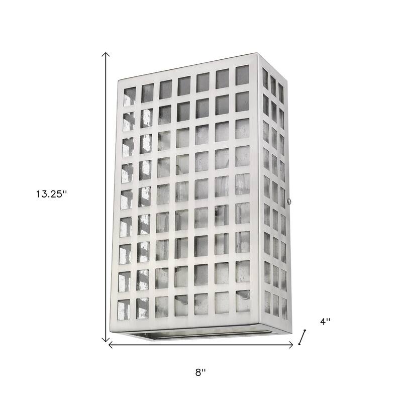 Steel LED Wall Light with Seedy Glass and Flush Mount - 4” x 8” x 13.25” (D x W x H)