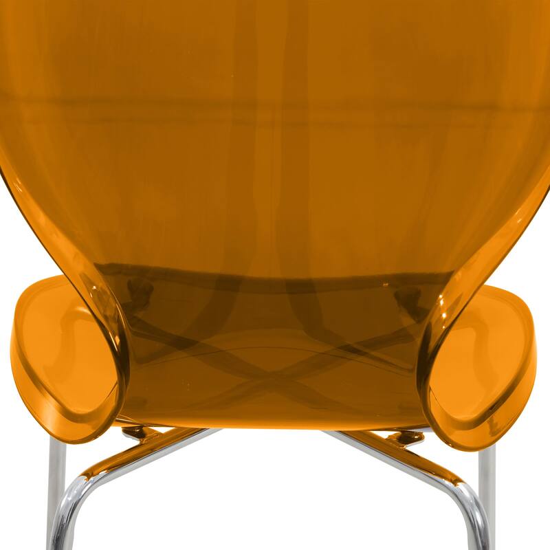 30 in. Seat Height Acrylic Plastic Barstool in Chrome Steel Frame Armless with Footrest