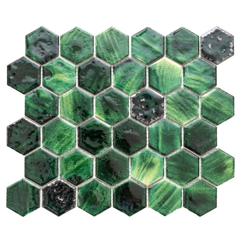 Agate 2x2 Glossy Porcelain Hexagon Mosaic Tile - Wall & Backsplash