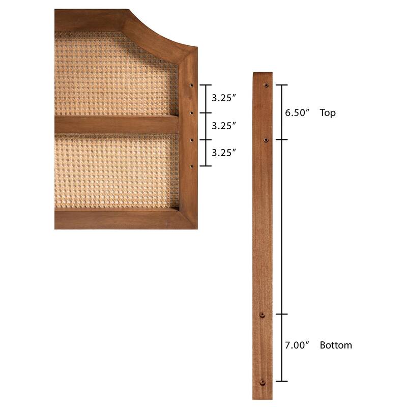 Hermine Bamboo Woven Headboard - Solid Wood Bed Backrest Panel with Curved Top, Boho Coastal Bed Accent, Queen Size