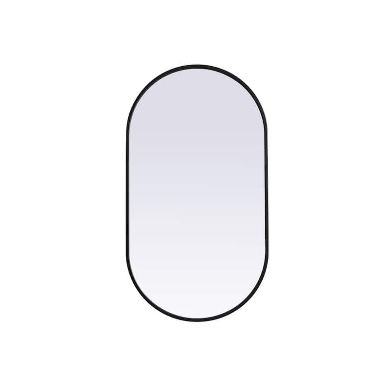 Indigo Home Metal Frame Oval Mirror 20x36 Inch - Black
