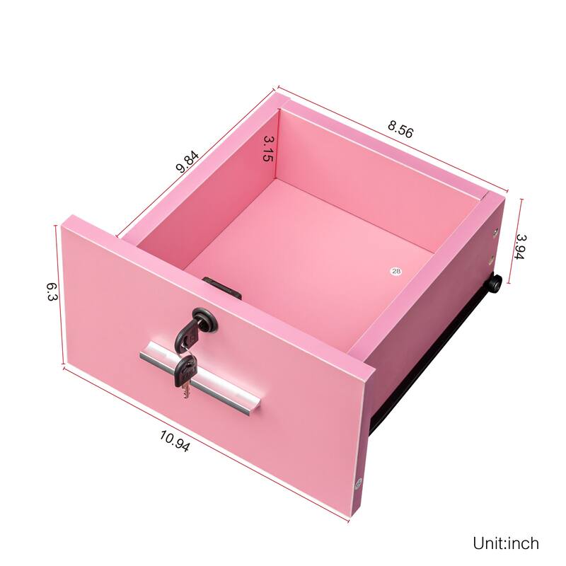 Salon Vanity with Mirror, Barber Beauty Spa Styling Station with Storage, Pink