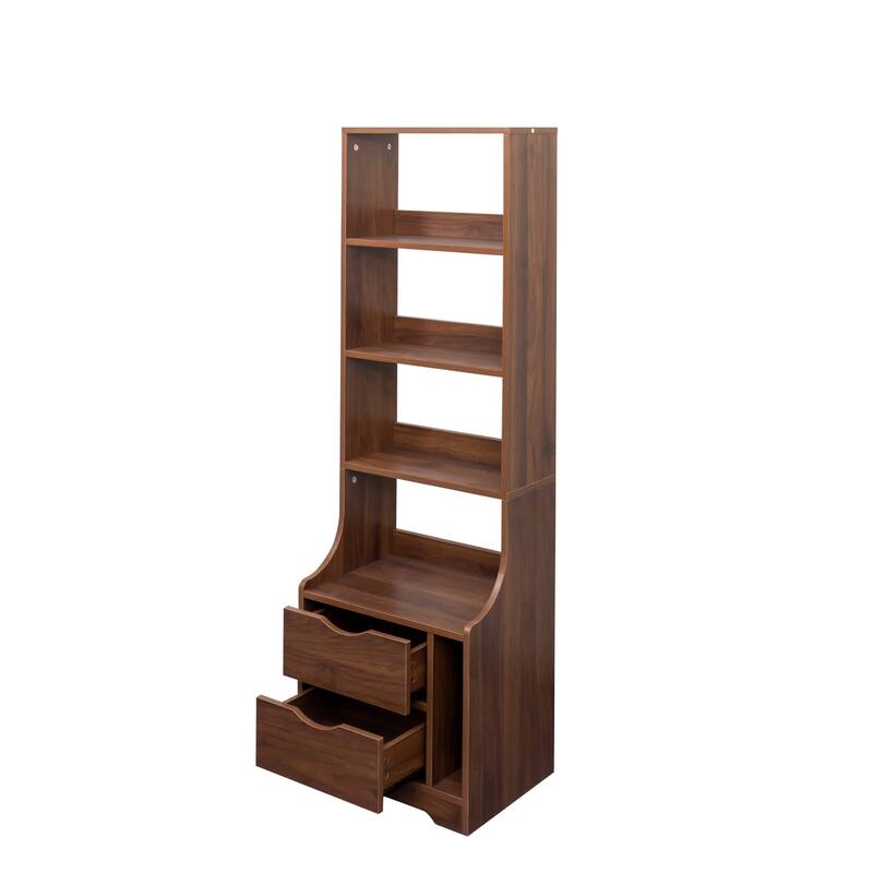 Modern Nightstand with Built-In Bookshelf & Dual Storage Drawers‌