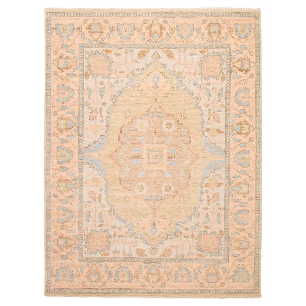 ECARPETGALLERY Hand-knotted Modern Oushak Light Grey Wool Rug - 9' 2" x 12' 4"