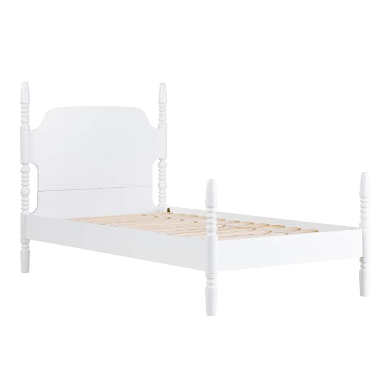 Walker Edison Easy Assembly Solid Wood Twin Bed with Wood-Turning Detail