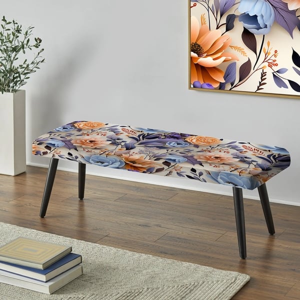 Triangle Bench Withflower Designart - Delicate Flower Symphony - Floral Upholstered Bench ...