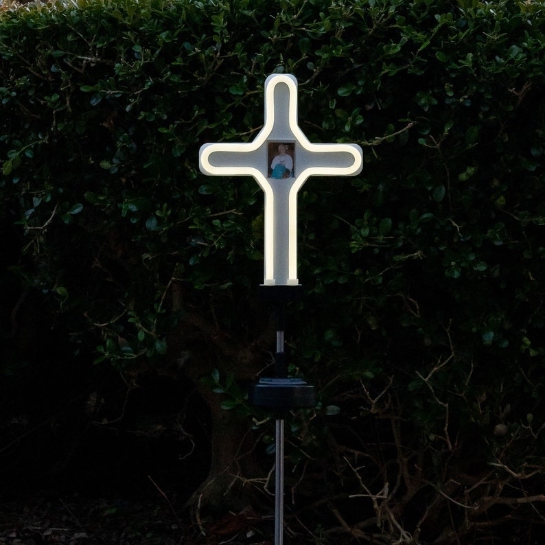Solar LED Neon Cross Outdoor Garden Decor Stake Light