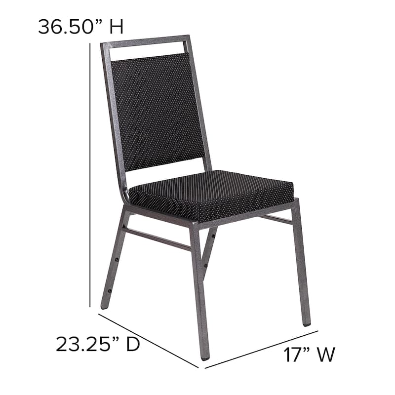 2 Pack Square Back Stacking Banquet Chair with Silvervein Frame
