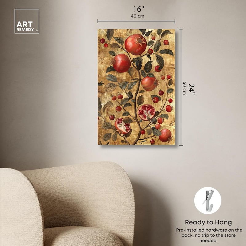Golden Pomegranate Canvas by Art Remedy, Gallery Wrapped
