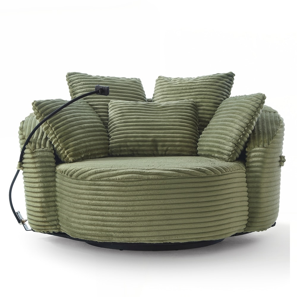360° Swivel Chair Accent Barrel Chair Corduroy Round Sofa Chair