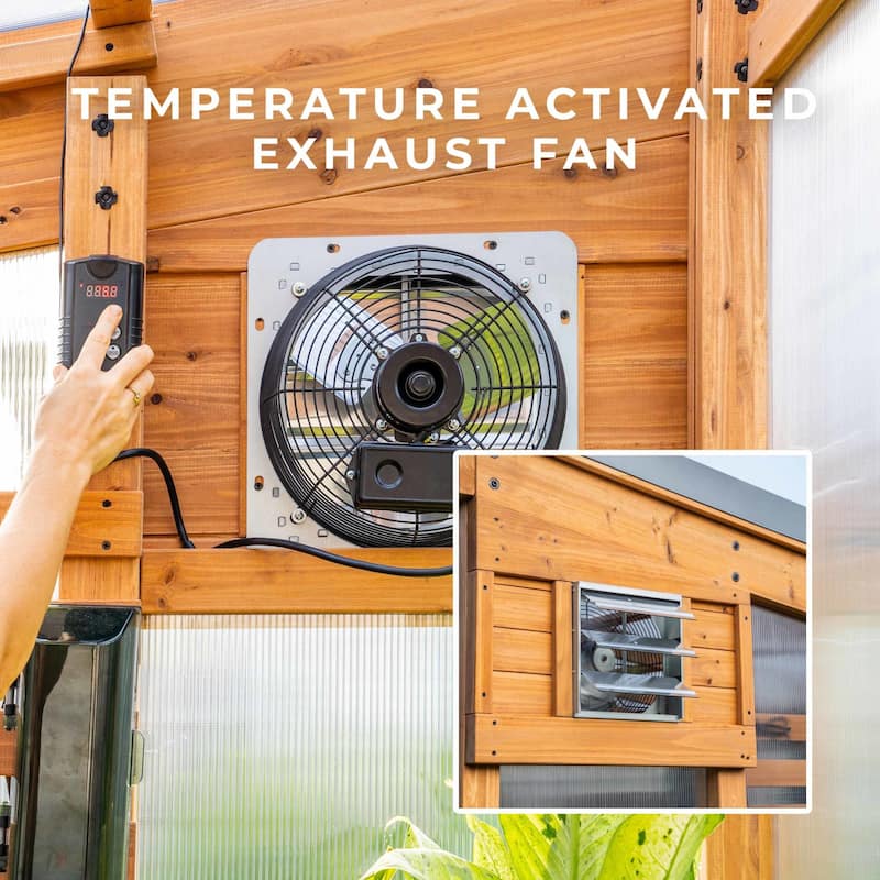 Backyard Discovery Zalie 11' x 7' Cedar Wood Greenhouse Kit, PowerPort - 11'5" x 7'2"