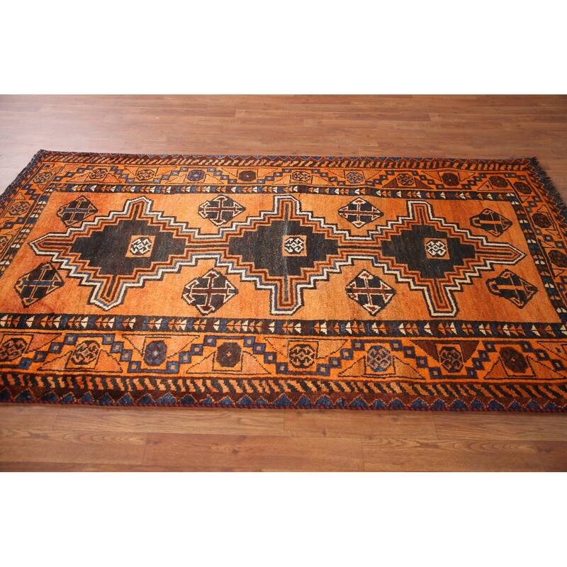 Hand Knotted Oriental 100% Wool Carpet Traditional Tribal Oranges & Rust Lori Area Rug - 7' 4'' X 4' 0''