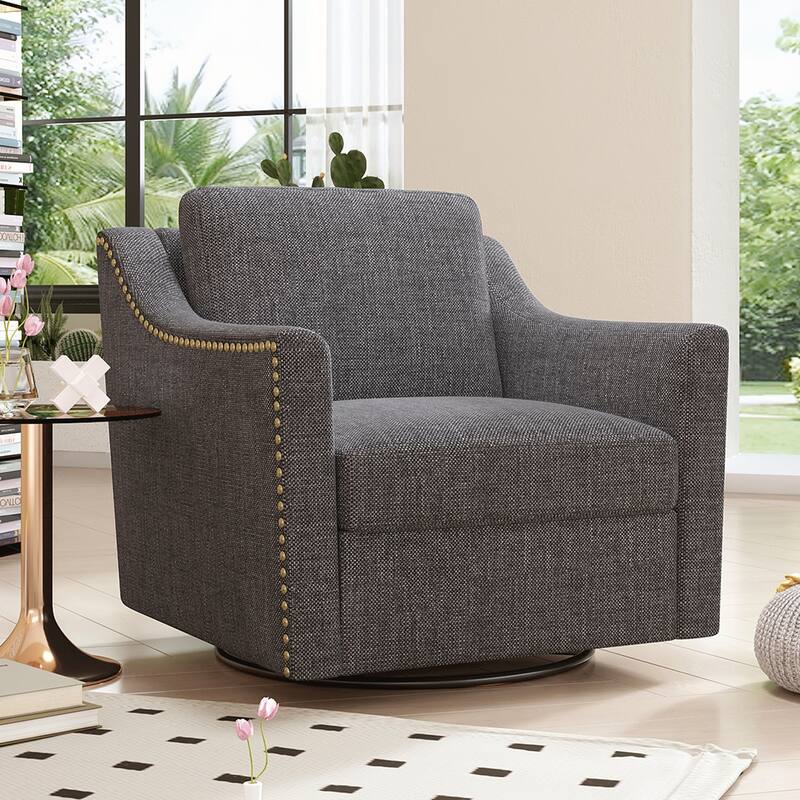 360 Degree Swivel Linen Armchair