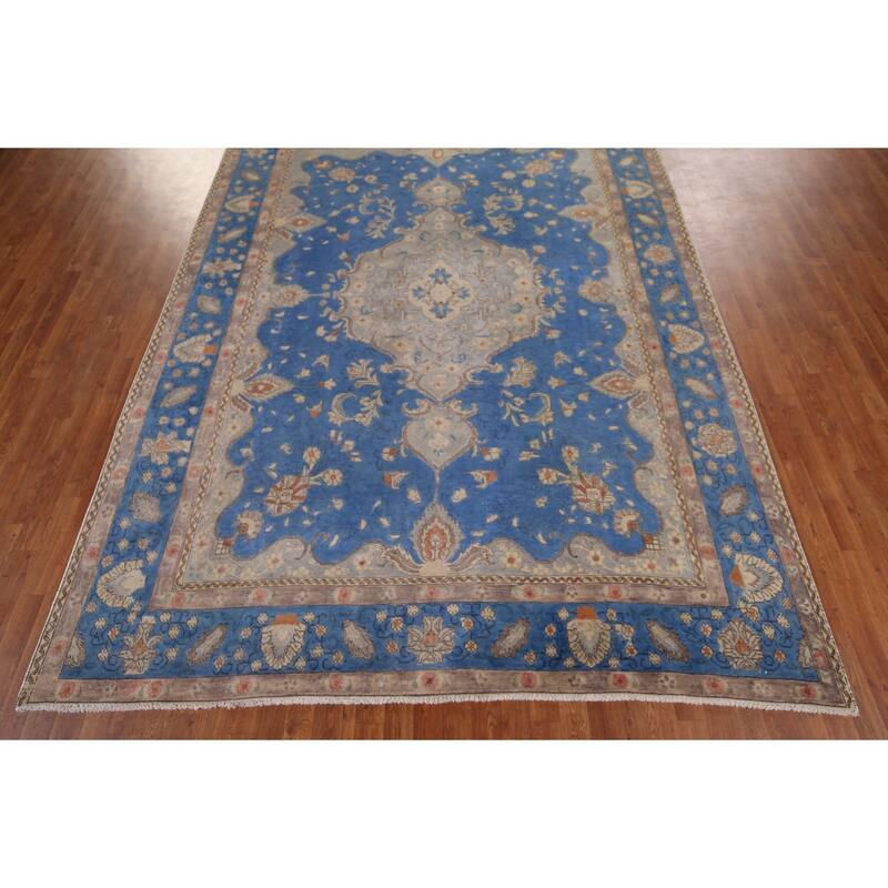 Over-Dyed Distressed Tabriz Persian Vintage Hand-Knotted Wool Carpet - 8'2" x 10'8"