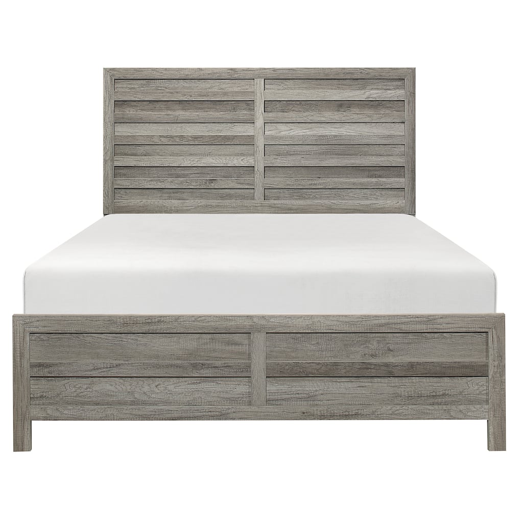 Queen Size Wood Panel Bed with Headboard and Footboard