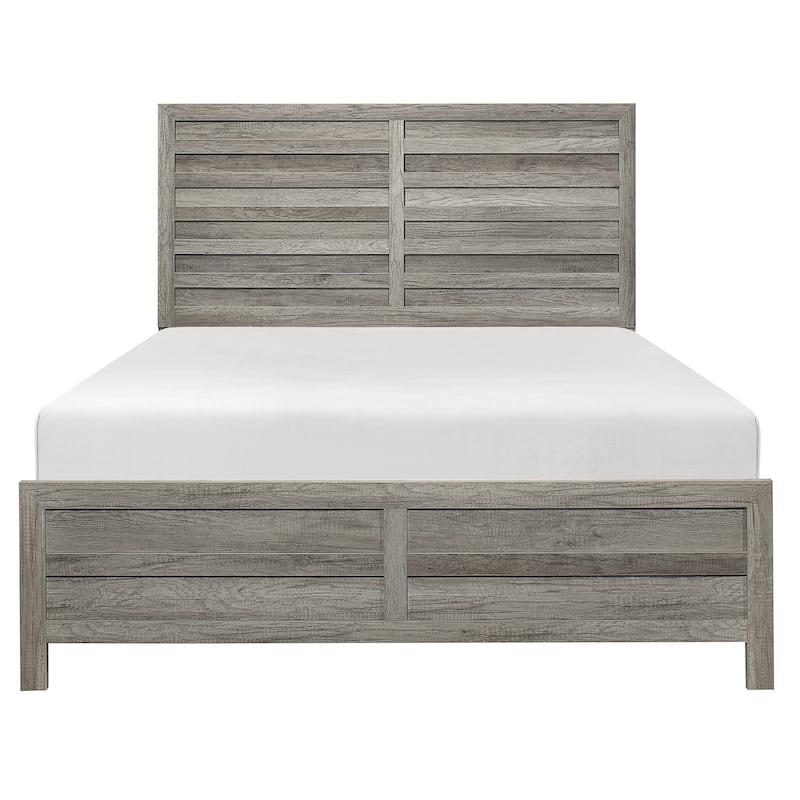 Weathered Gray Queen Bed Rustic Style - Grey