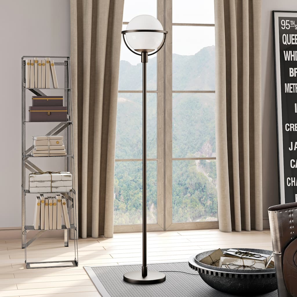 Cieonna Blackened Bronze Globe & Stem Floor Lamp