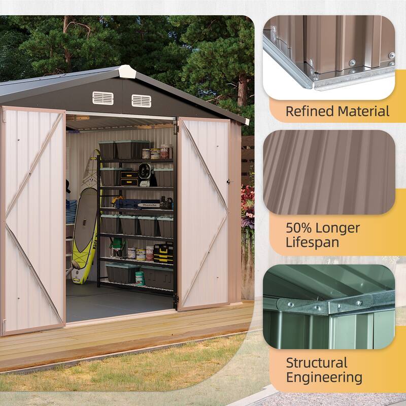 AOXUN Outdoor Storage Shed with Lockable Doors and Air Vents for Garden