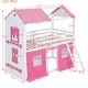 preview thumbnail 6 of 16, Twin Size Wooden House Bunk Bed, Castle with Elegant Windows, Sills, Tent, and Ample Under Bed Space