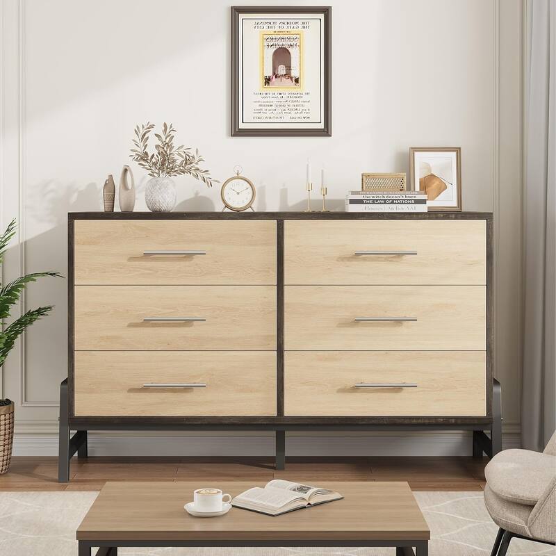 6 Dresser for Bedroom, 52" Wide Dresser, Wide Drawer with Storage Freestanding