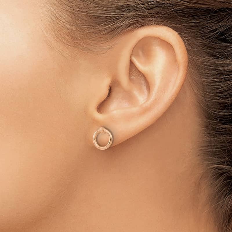 Curata 14k Rose Gold Polished Twisted Circle Post Earrings 10.5x9mm