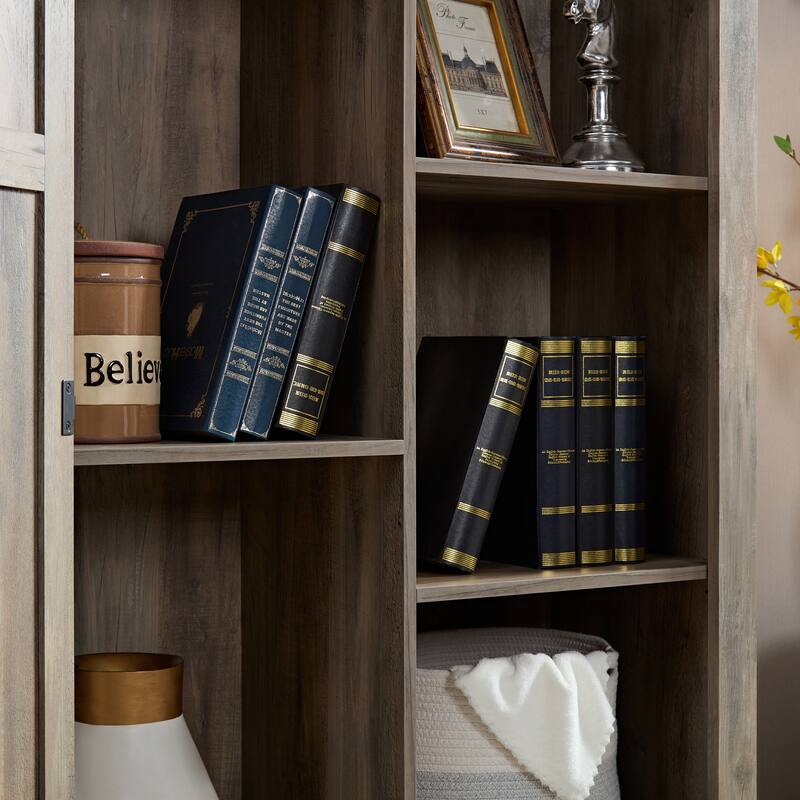 Buffet Cabinet, Wine Bar Cabinet W/Open And Hidden Shelves, Barn Doors, Quality Hardware Free Standing Storage Cabinet