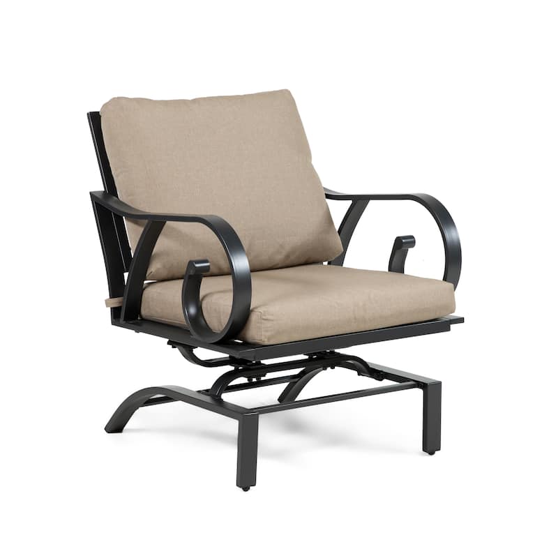 Ronley Transitional Brown Metal Padded Outdoor 3-Piece Patio Chairs with Cushion and Table Set