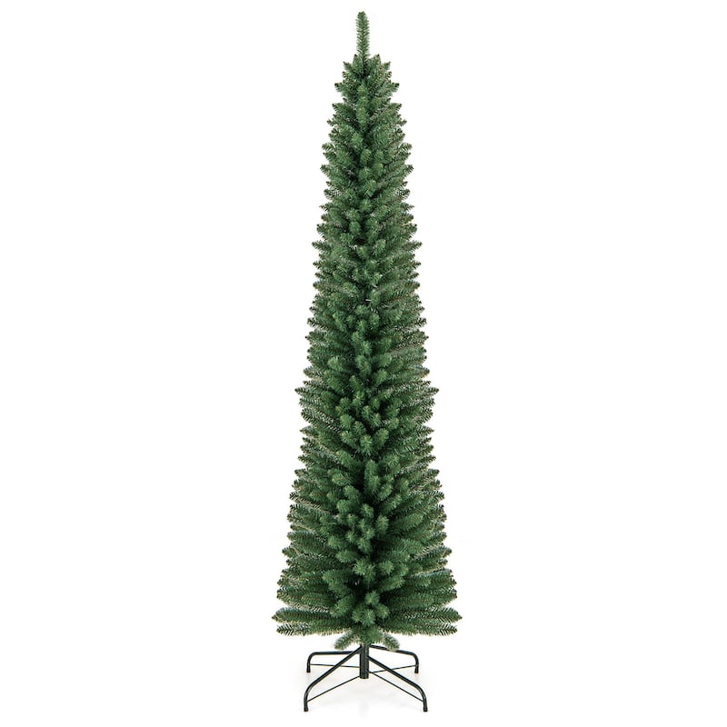Gymax 7/8 FT Pencil Christmas Tree Artificial Xmas Tree w/ 523/671 - See Details