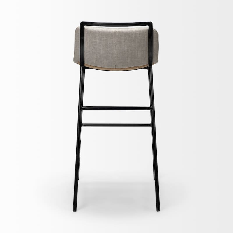 Kavalan Beige Fabric Seat with Black Metal Frame Bar Stool