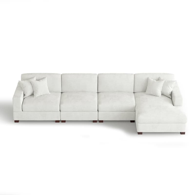 Modern Oversized Chenille Modular Sectional Sofa With Chaise