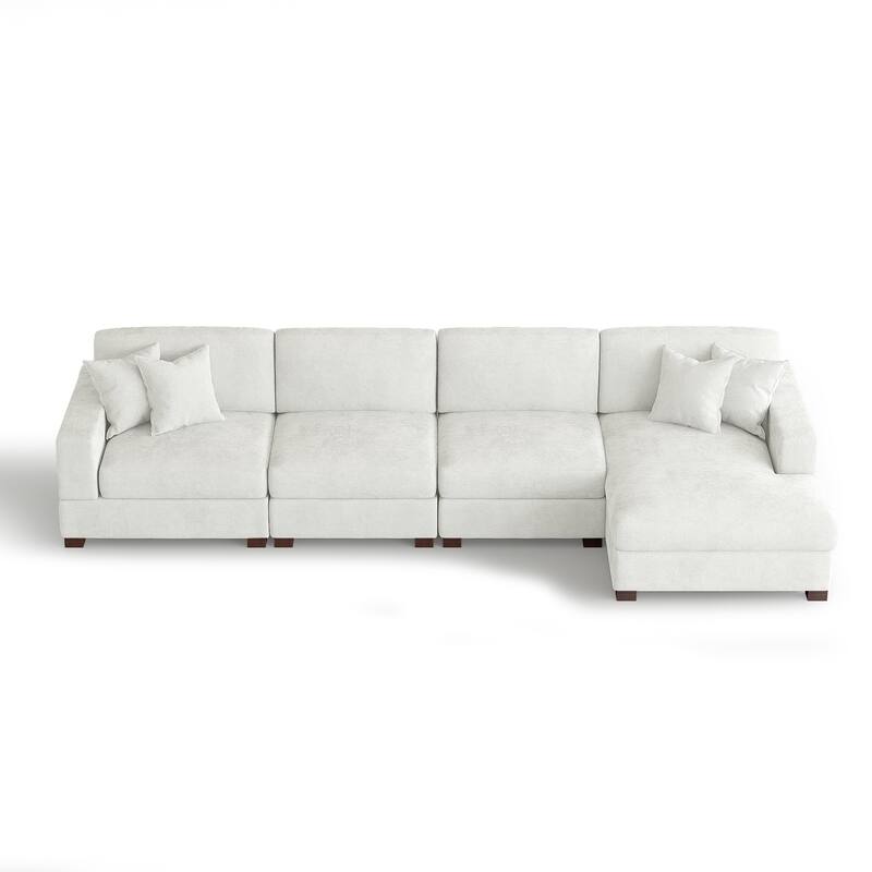 Oversized Modern Chenille L-shape Modular Sectional Sofa with Chaise