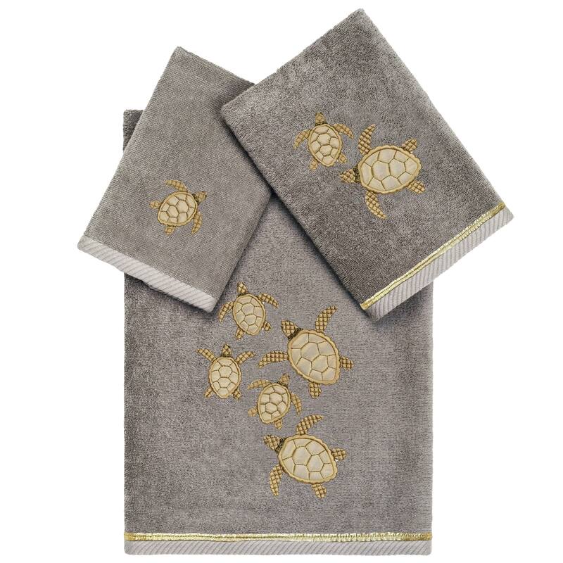 Authentic Hotel and Spa Turkish Cotton Tortuga 3PC Towel Set - Charcoal