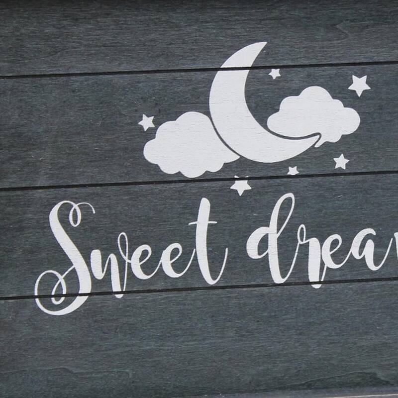 HomeRoots 16" Dark Blue And White Sweet Dreams Serving Tray With Handles - 15.50 in. x 2.25 in. x 12.00 in.