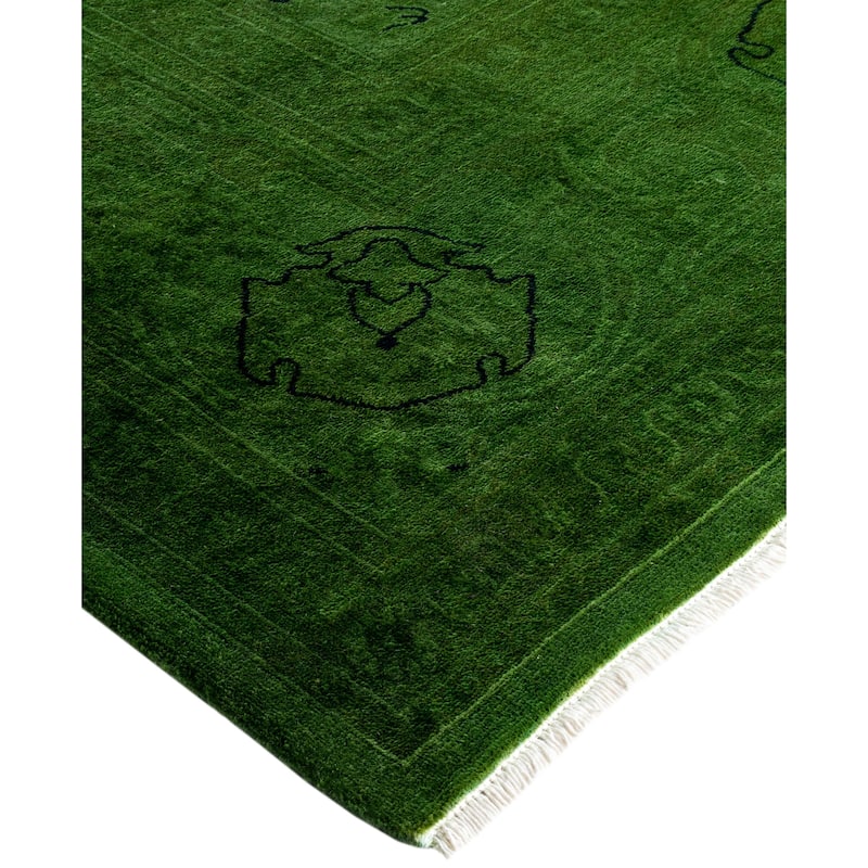 Overdyed One-of-a-Kind Hand-Knotted Area Rug - Green - 8' 2" x 10' 5"